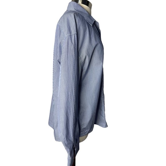 American Eagle outfitters blouse XL Blue white stripes long sleeve button up - Picture 14 of 14